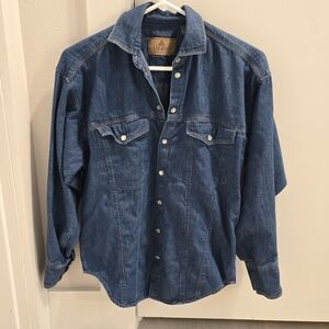 100% Cotton Vintage Liz Claiborne Blue Denim Button Down Shirt Chambray
